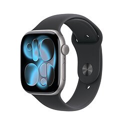 Apple Watch Series 11 GPS 46 mm Aluminium Gris sidéral Bracelet Sport Noir M/L
